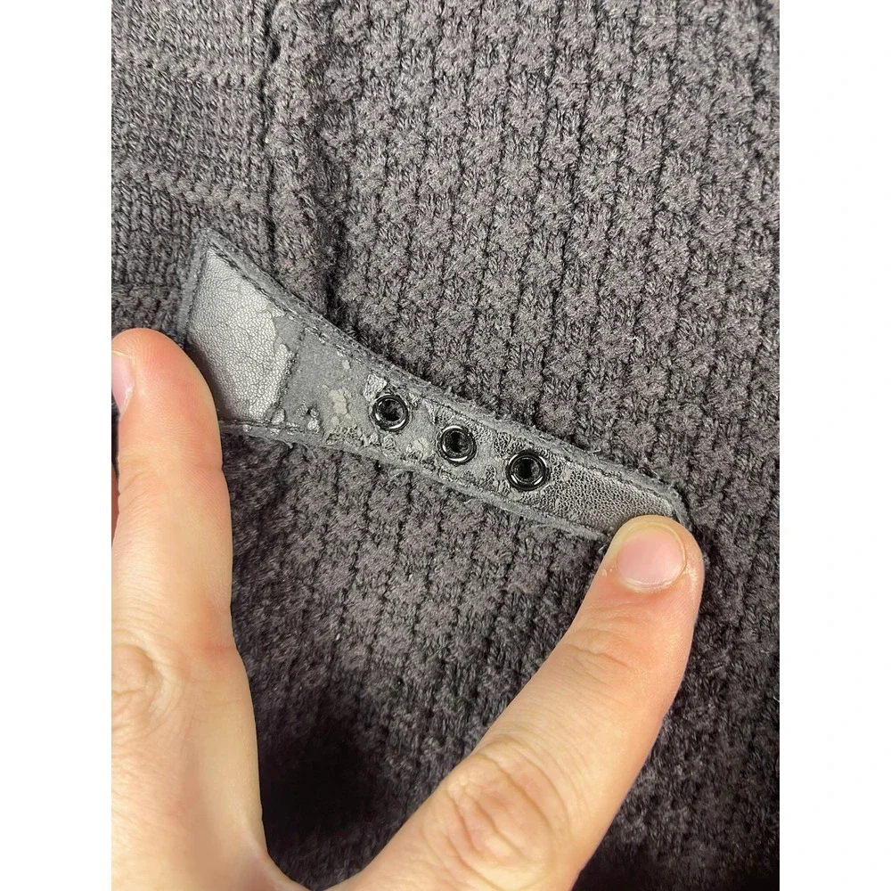 Michael Kors Charcoal Grey Cable‎ Knit Open Front Cardigan Vest Buckle Detail L